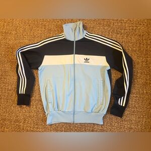 Adidas Black and Light Blue Zip-Up Jacket